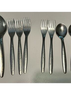 8 Pcs STARFLYTE  Stainless Flatware  Washington Forge MCM Star Burst